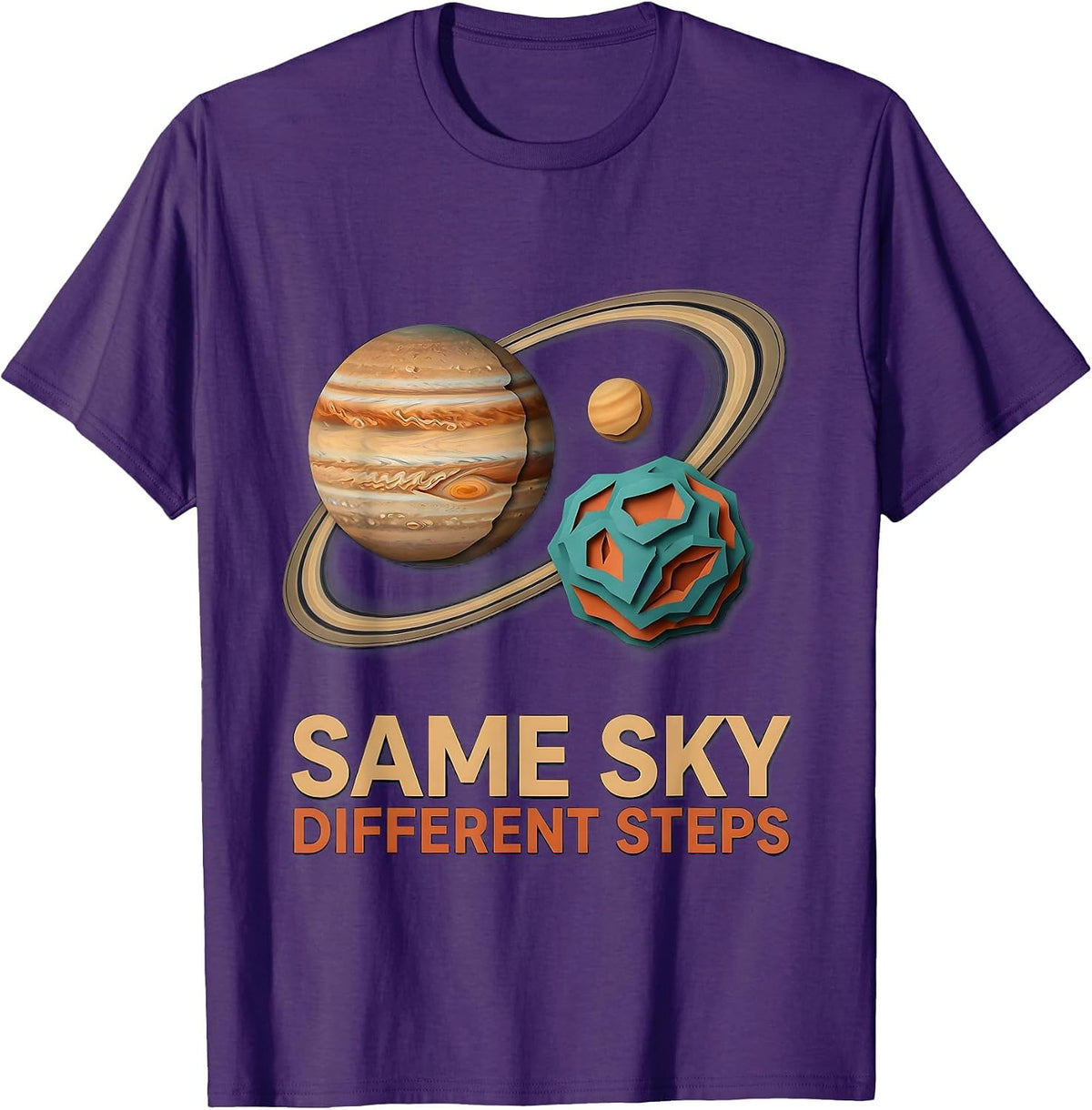 Same Sky Different Steps Paper Cutout Neurodiverse Universe T-Shirt - Purple