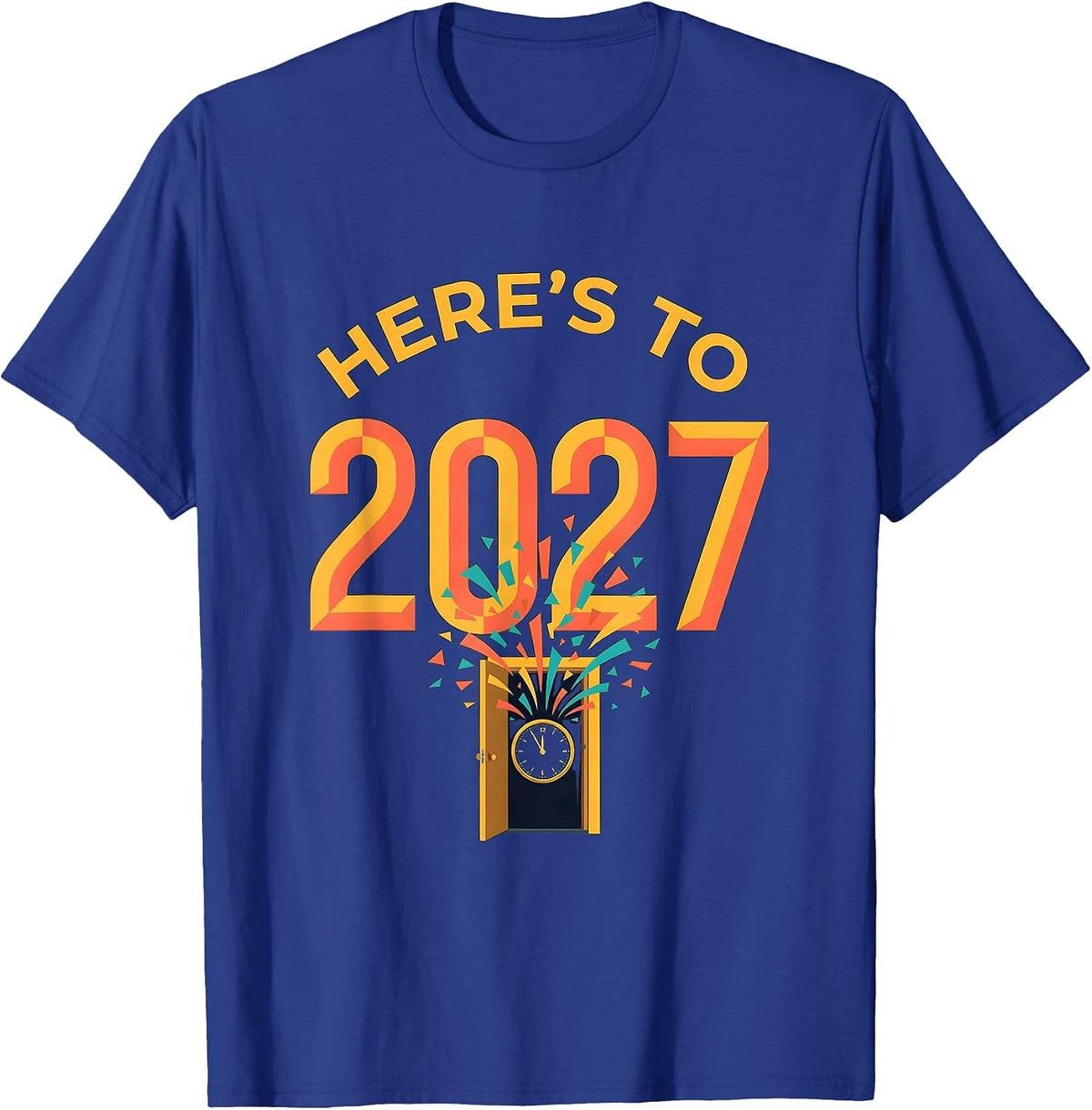 Men's Here's To 2027 Whimsical Festive Party Countdown Novelty T-Shirt - Royal Blue