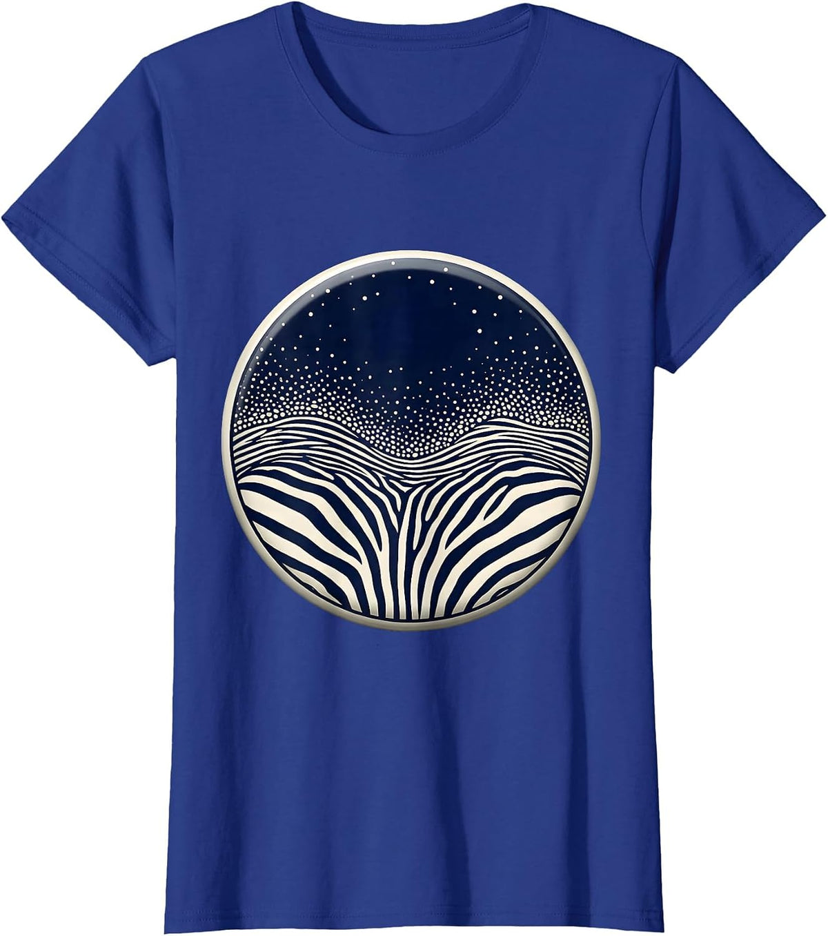 Women's Zebra Stripes Blending Into Starry Night Sky T-Shirt - Royal Blue