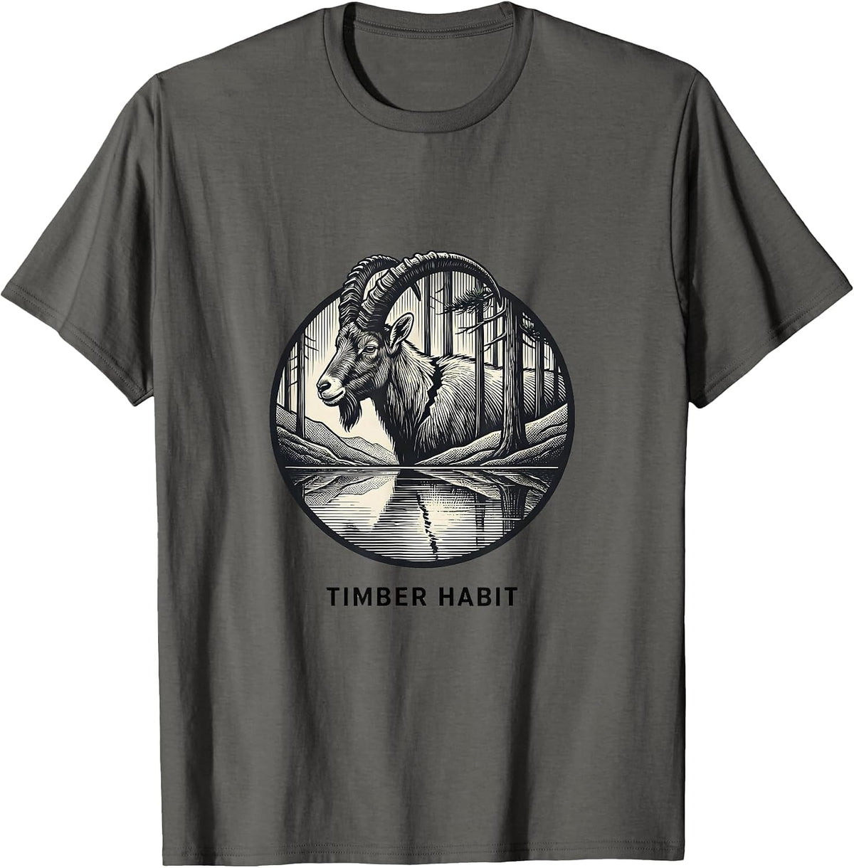 Men's Timber Habit Vintage Forest Wildlife Nature Outdoor T-Shirt - Asphalt Grey