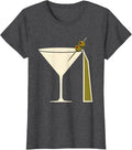 Women's Martini Cone Oversized Flat Cocktail Humor T-Shirt - Dark Heather Grey