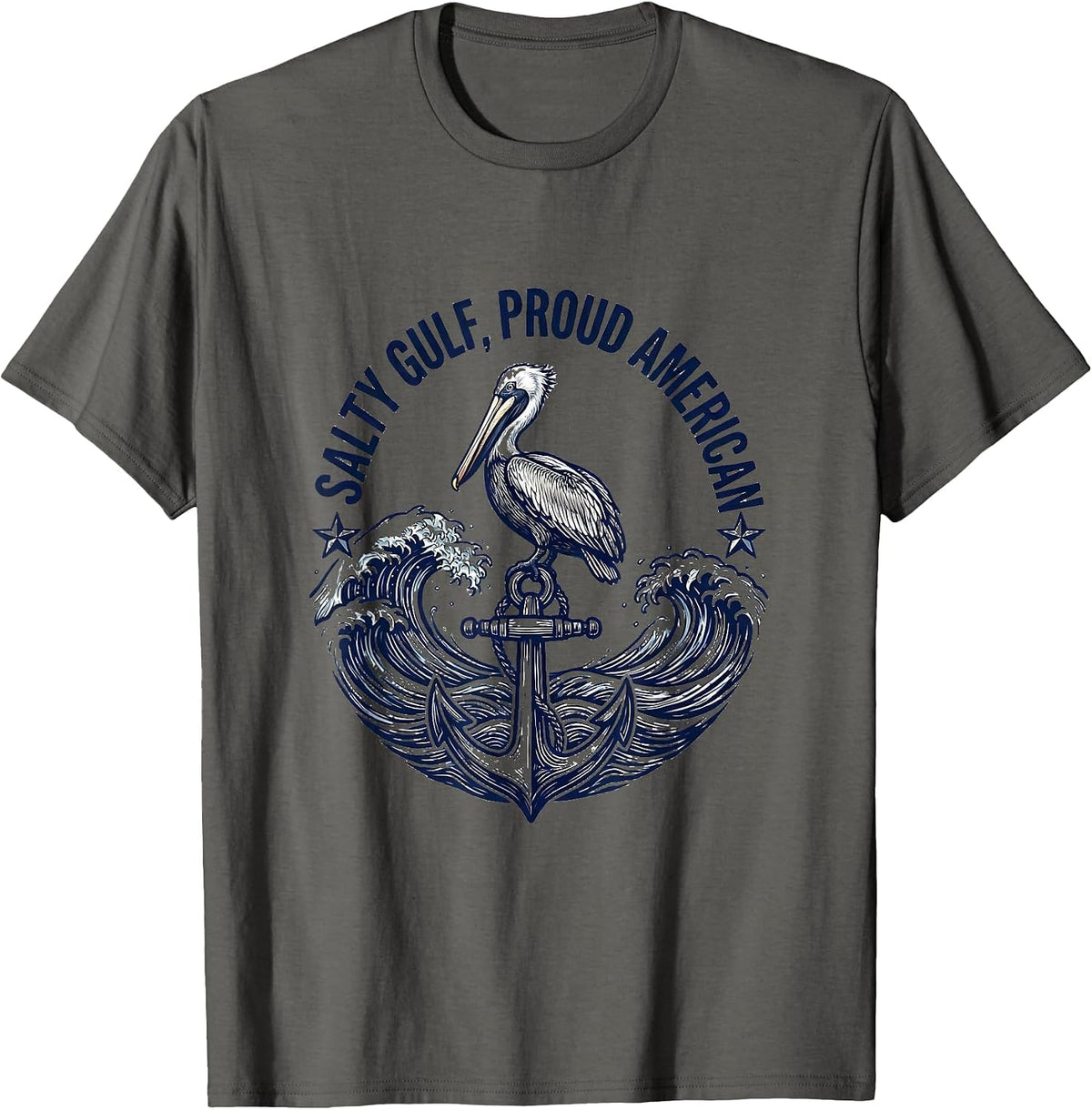 Salty Gulf Proud American Patriotic Design T-Shirt - Asphalt Grey