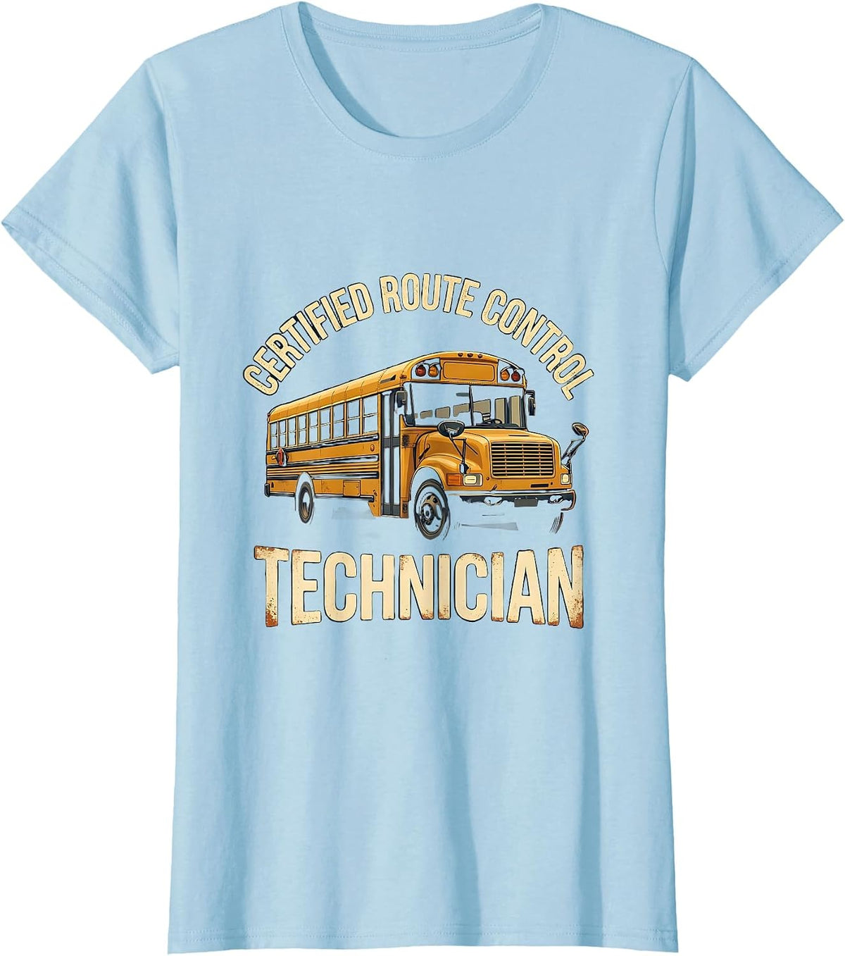 Women's Certified Route Control Technician Vintage School Bus Driver T-Shirt - Baby Blue