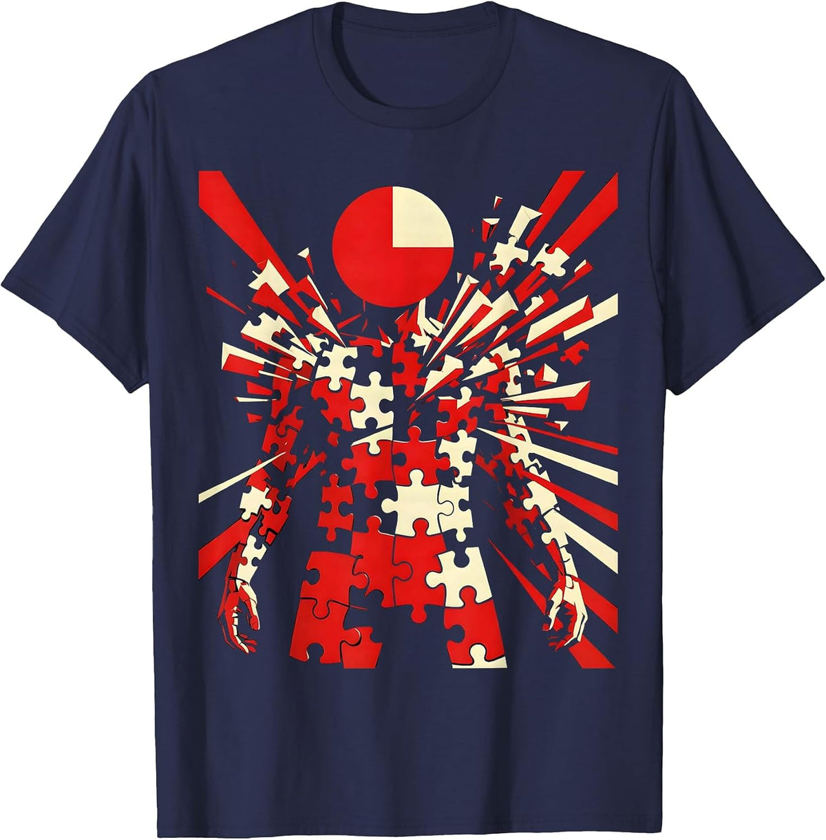 Social Worker Puzzle Person Graphic Design T-Shirt - Navy Blue