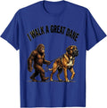 I Walk a Great Dane Funny Bigfoot Dog Walking Dog Mom Dad T-Shirt - Royal Blue
