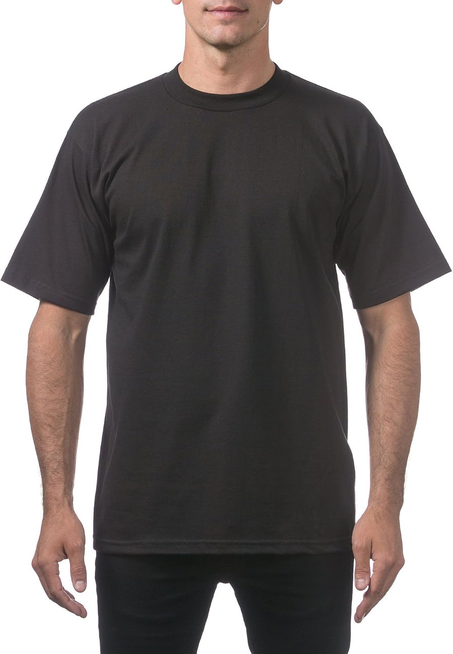 Pro Club Men's Heavyweight Cotton Short Sleeve Crew Neck T-Shirt - Black