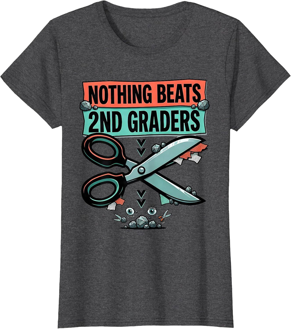 Women's Nothing Beats 2nd Graders Funny Back To School Kids Teachers T-Shirt - Dark Heather Grey