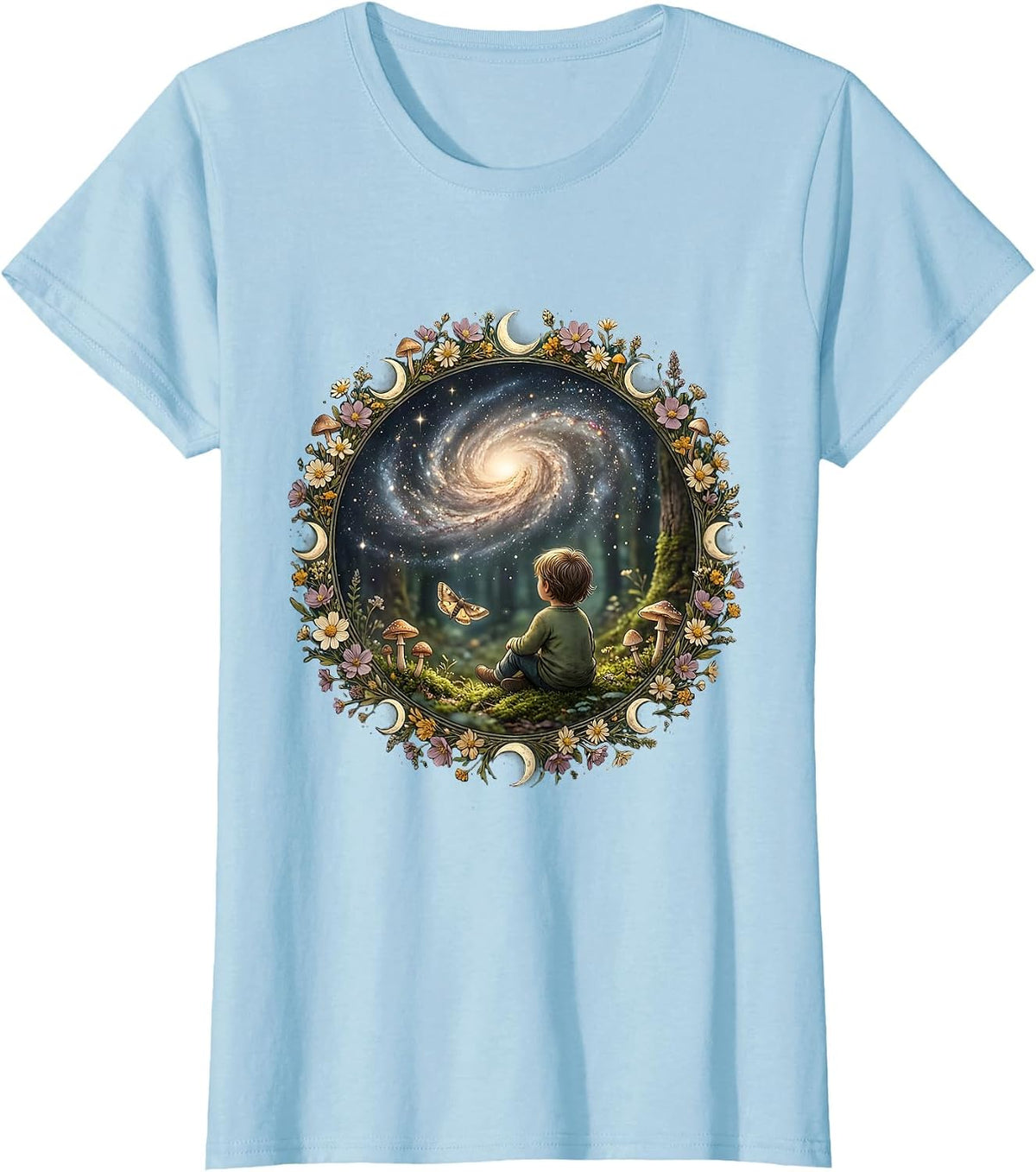Autism Awareness Child and Galaxy Illustration T-Shirt - Baby Blue