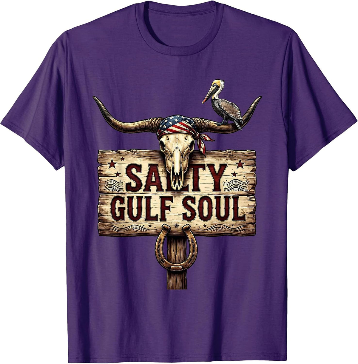 Men's Salty Gulf Soul Gulf of Mexico Design T-Shirt - Purple