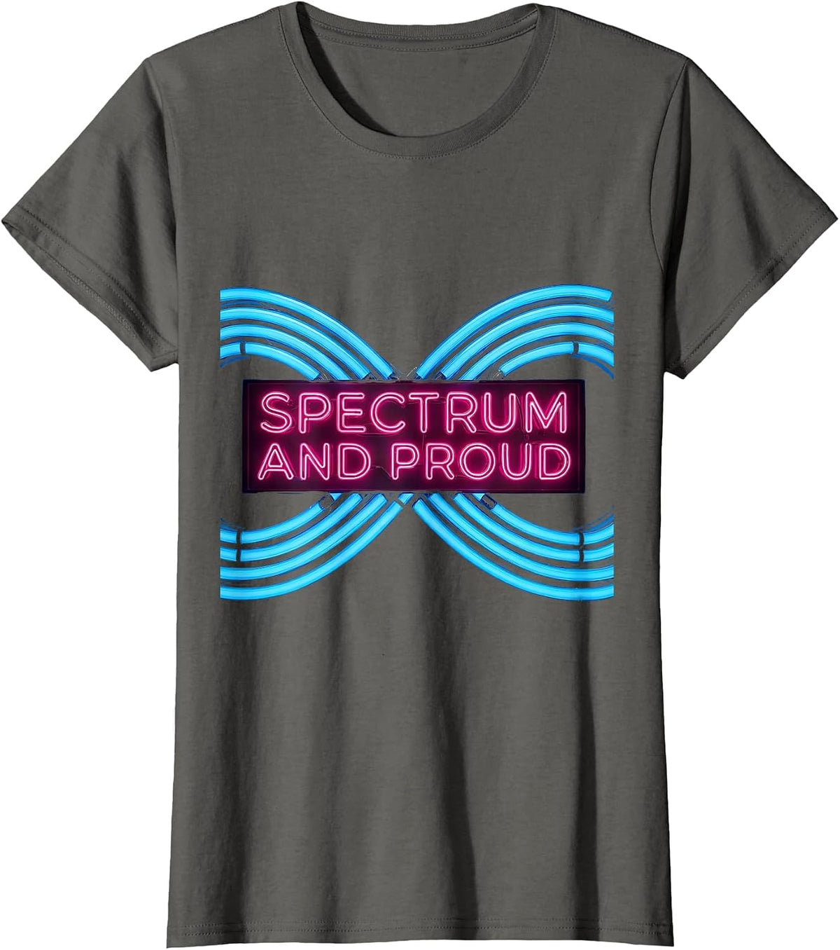 Women's Spectrum and Proud Autism Awareness Design T-Shirt - Asphalt Grey