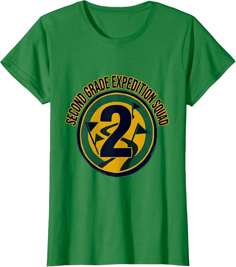 Women's Second Grade Expedition Squad Cute 2nd Grade Back To School T-Shirt - Kelly Green