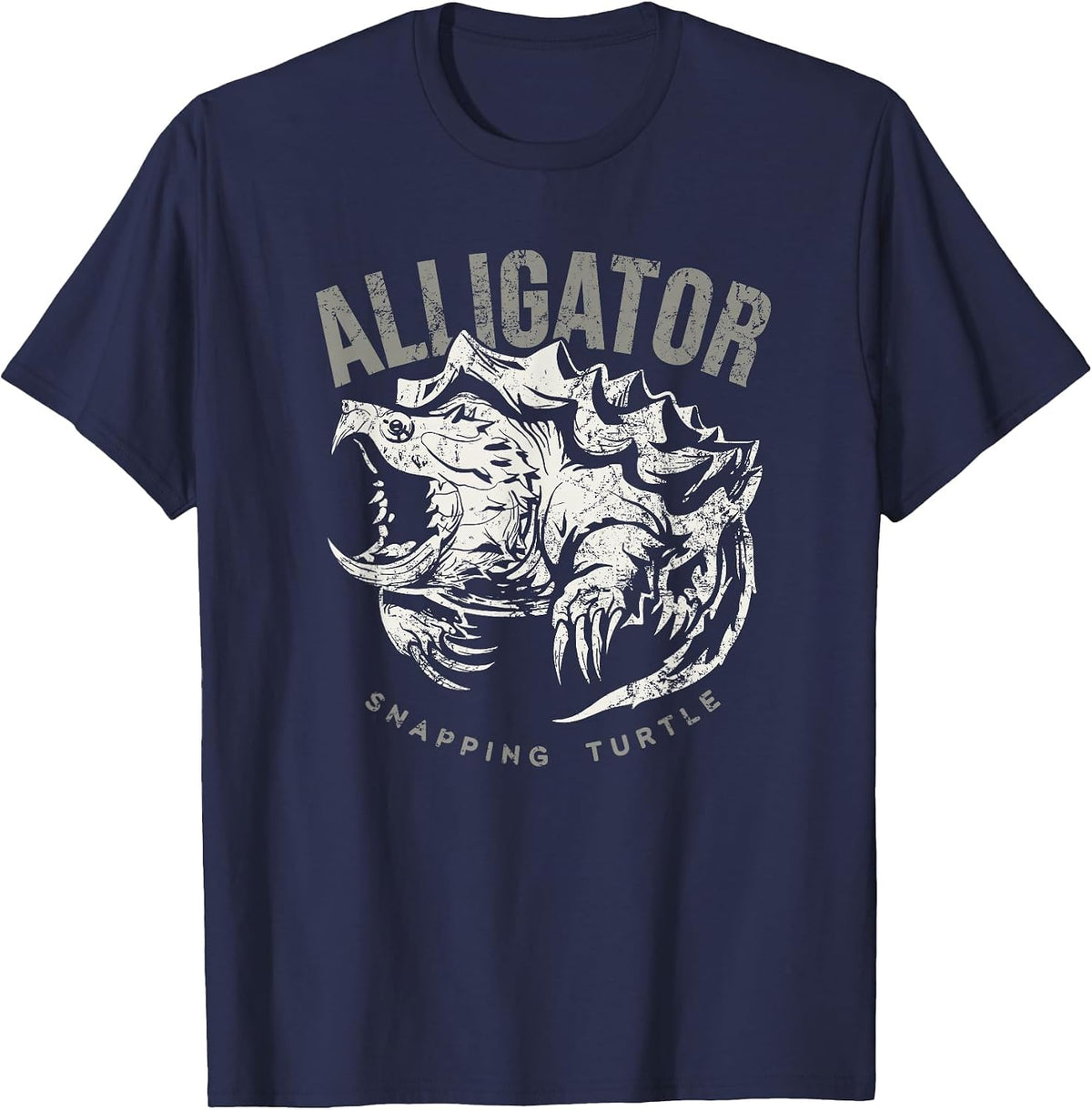 Alligator snapping Turtle, Vintage Design for Reptile Lovers T-Shirt - Navy Blue