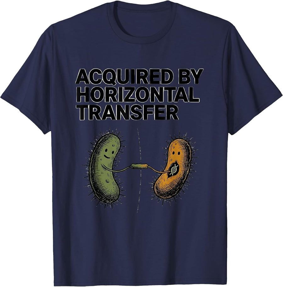 Acquired By Horizontal Transfer Funny Genetics Science Nerd T-Shirt - Navy Blue