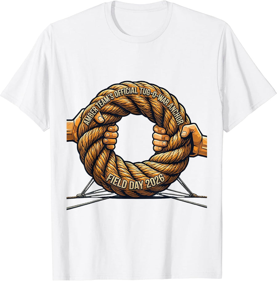 Men's Amber Team's Official Tug-Of-War Anchor — Field Day 2026 T-Shirt - White