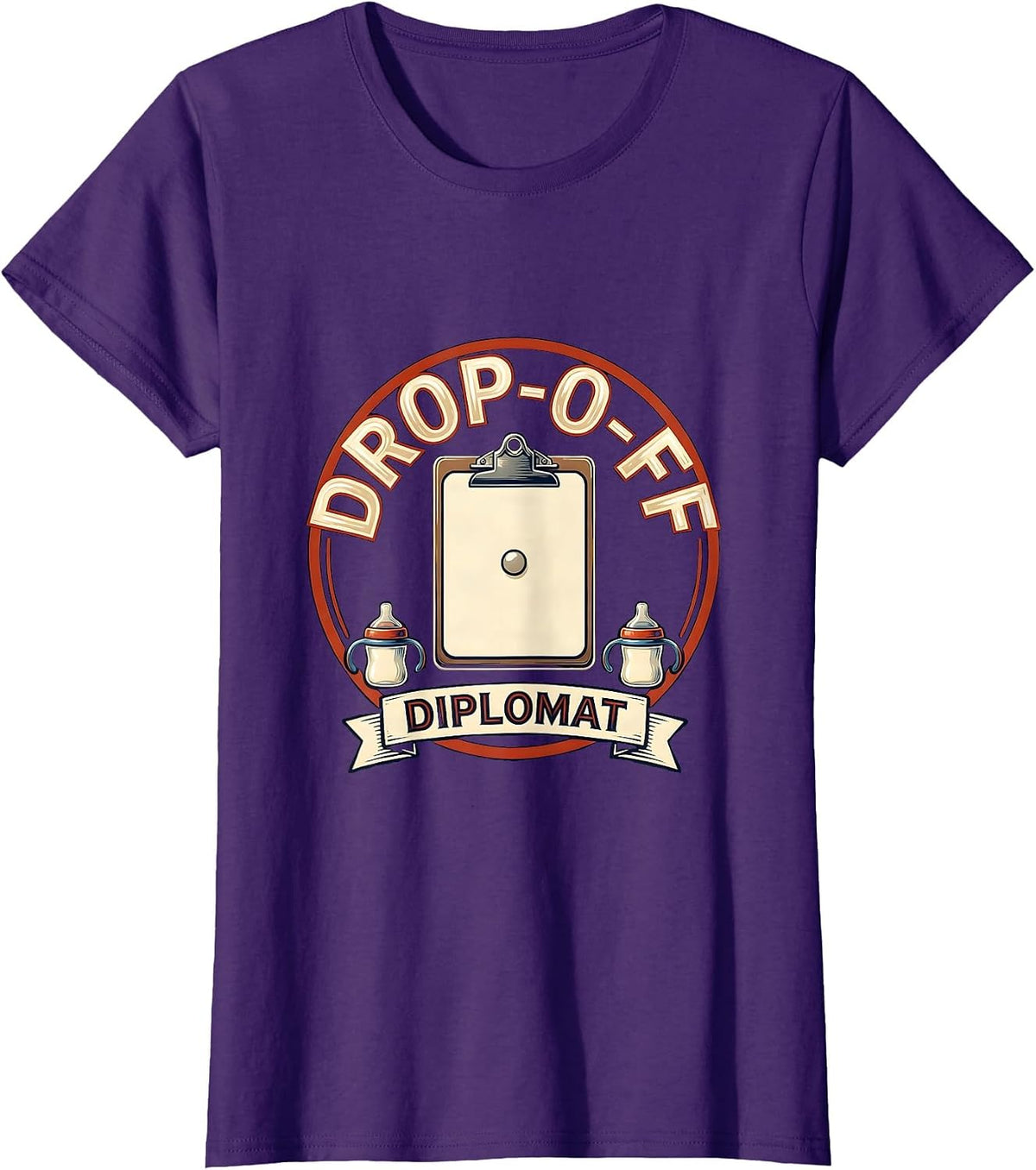 Women's Drop-Off Diplomat Funny Daycare Provider Childcare Teacher T-Shirt - Purple