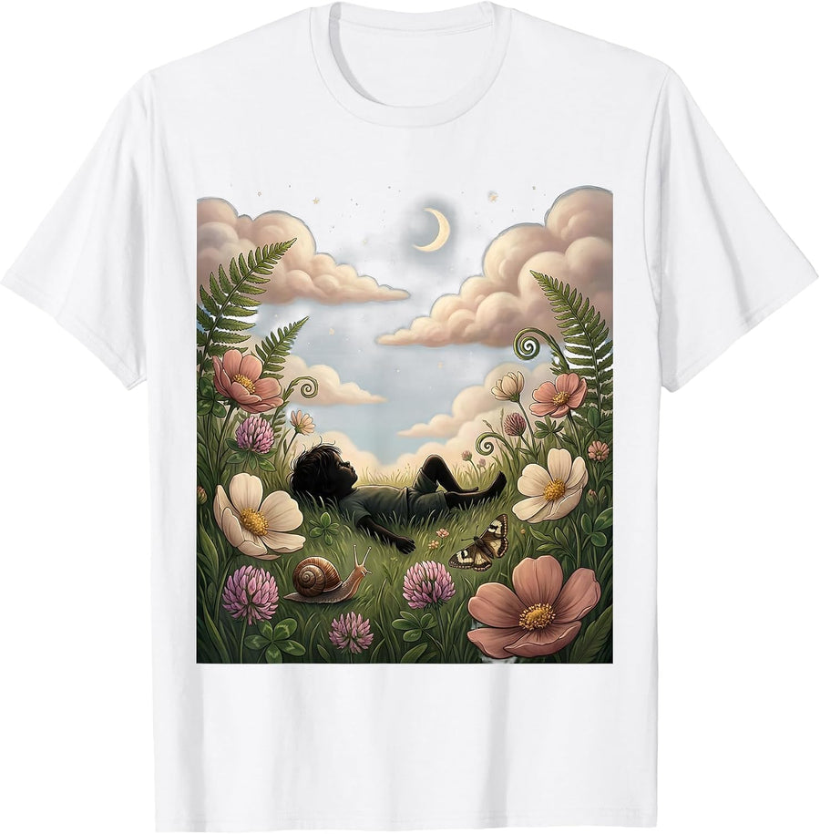 Autism Awareness Child Watching Clouds Art T-Shirt - White