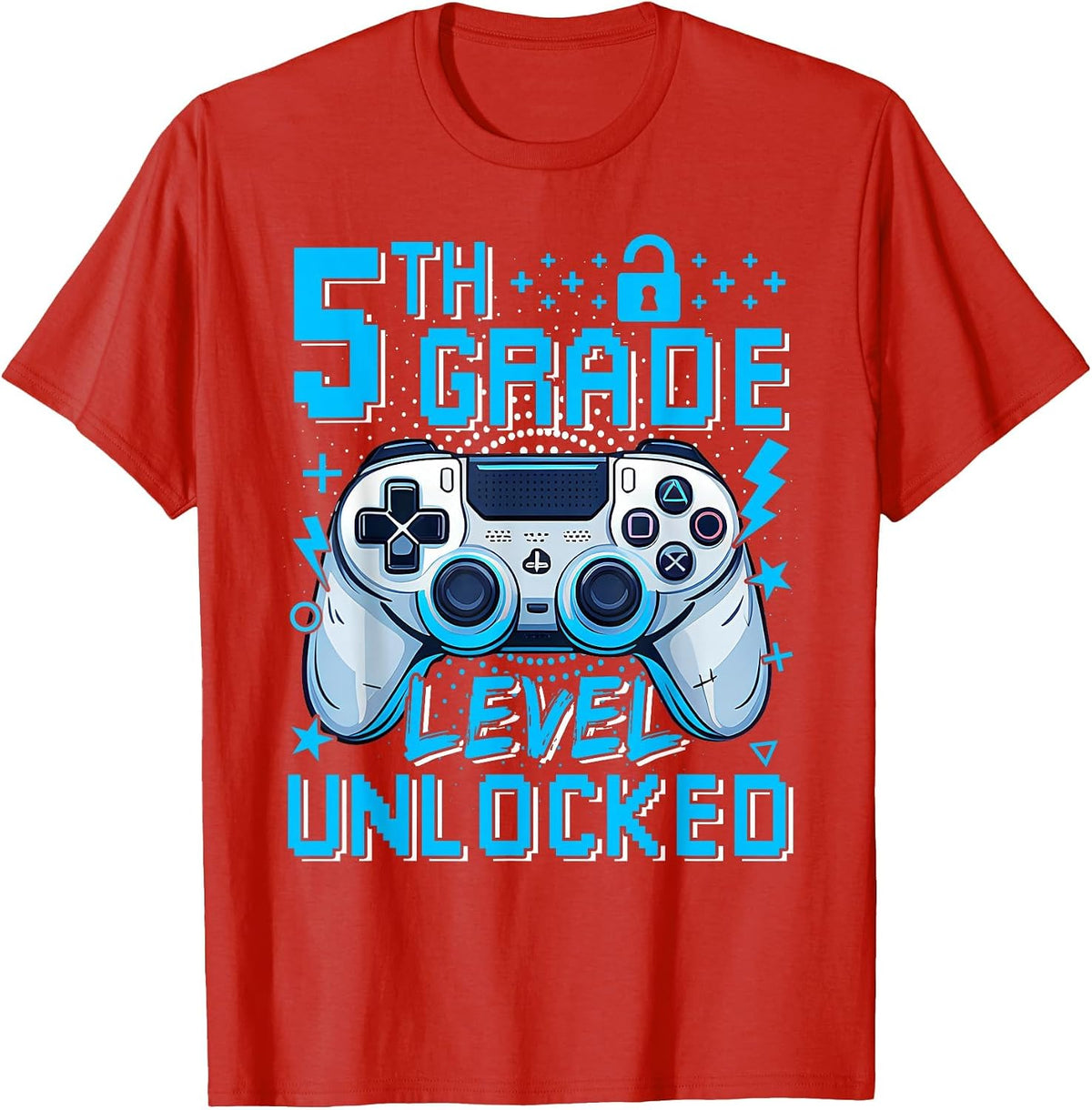 5th Grade Level Unlocked Video Game First Day Boy Kid T-Shirt - Red
