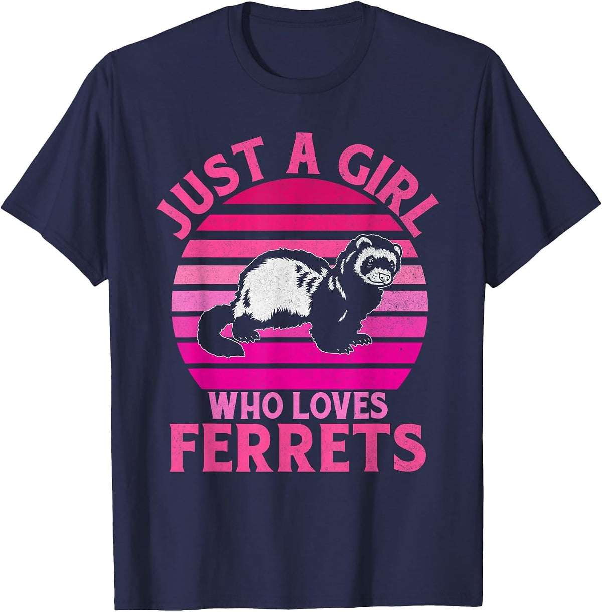 Just a Girl who Loves Ferrets T-Shirt - Navy Blue