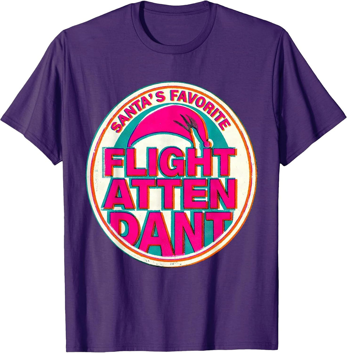 Santa's Favorite Flight Attendant Funny Flight Crew Holiday T-Shirt - Purple