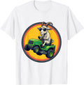 Men's Goat Wearing Sunglasses Riding a Lawnmower T-Shirt - White