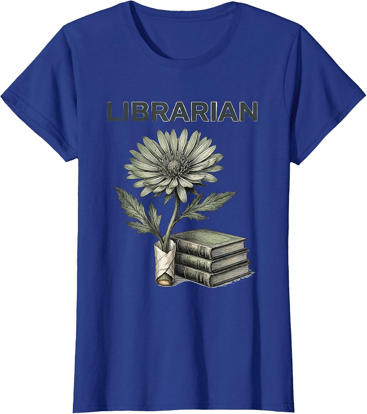 Women's Librarian Botanical Teacher Gift School Start Appreciation T-Shirt - Royal Blue