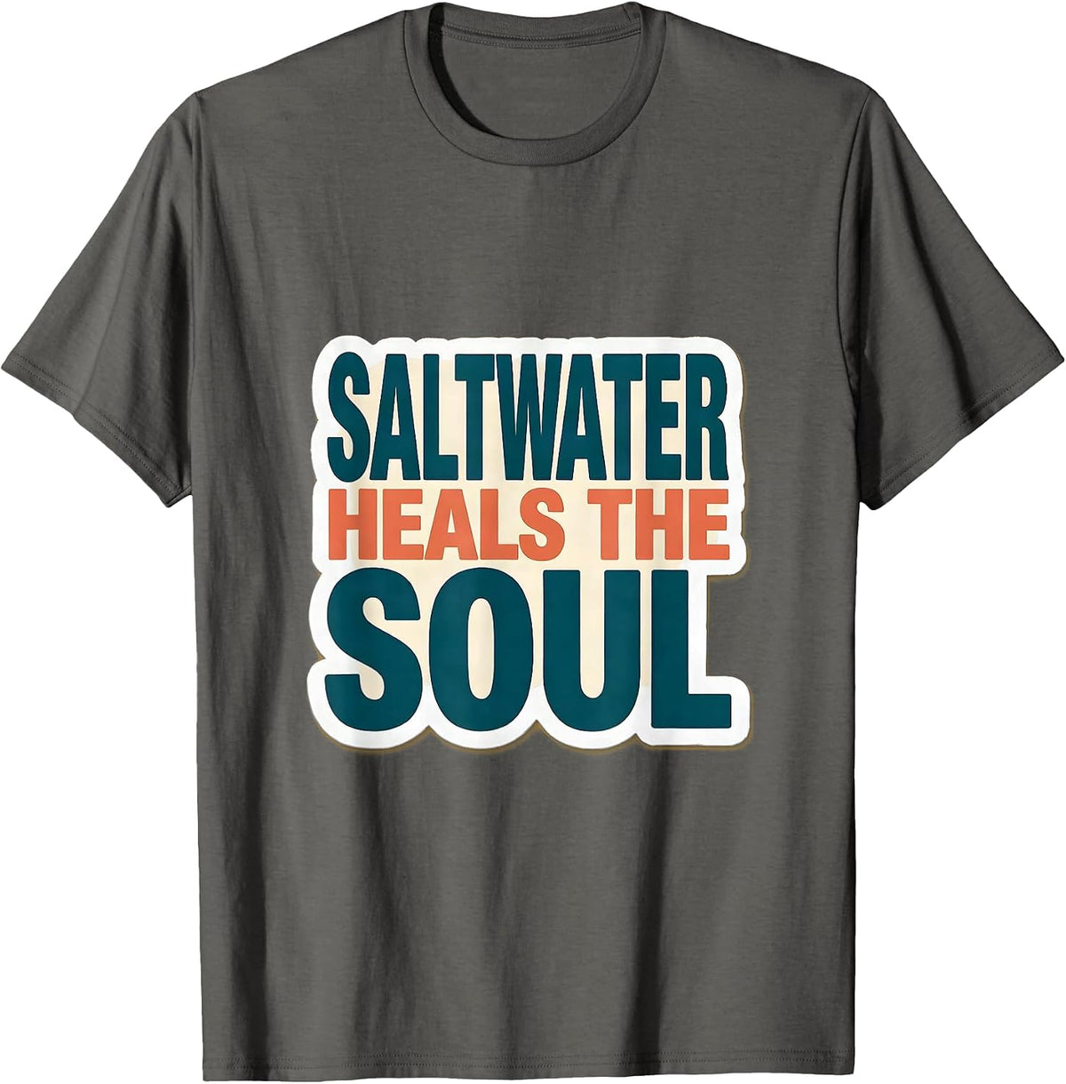 Men's Gulf of Mexico Saltwater Heals the Soul Design T-Shirt - Asphalt Grey