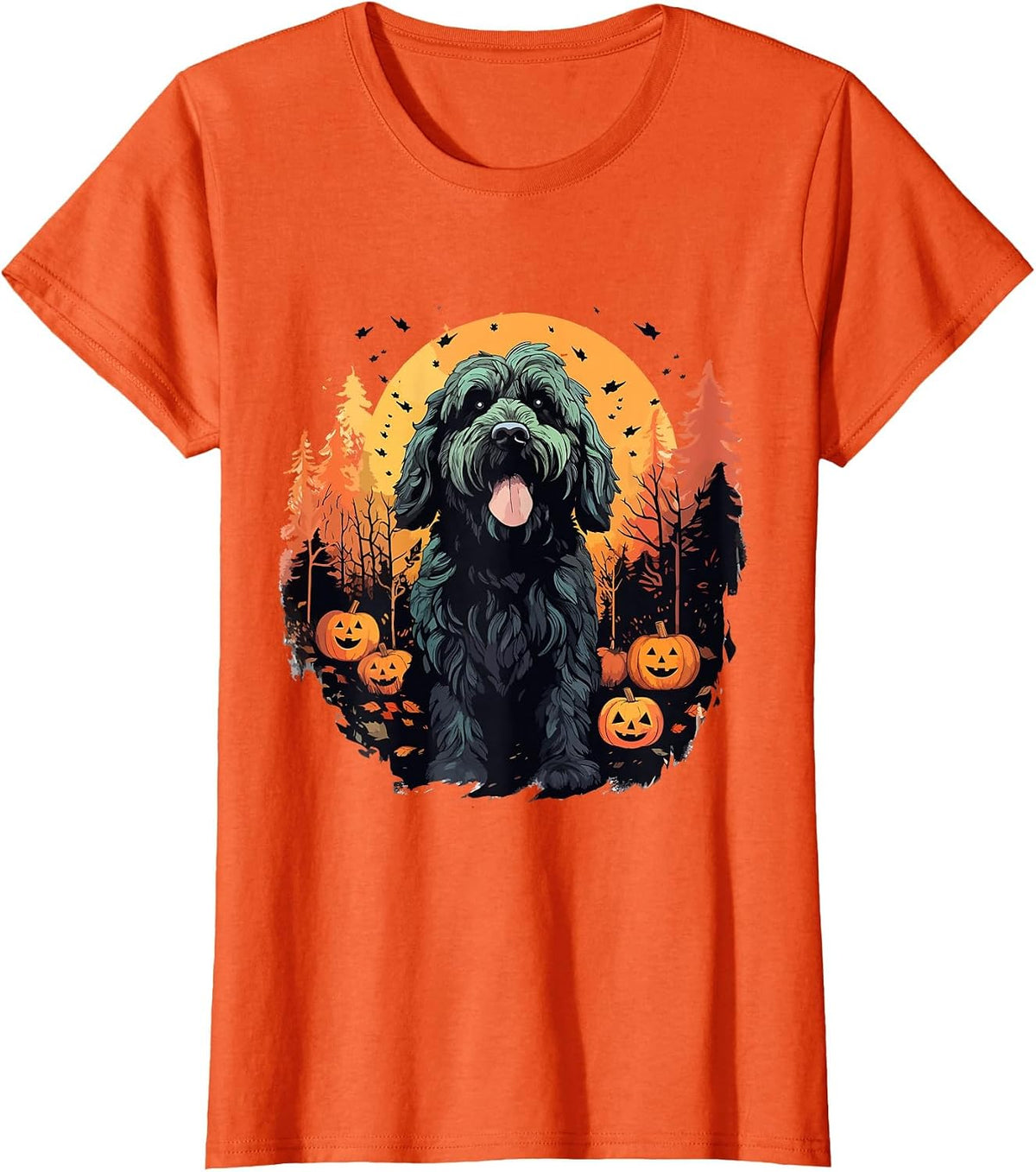 Goldendoodle Halloween Cute and Spooky Doodle Dog T-Shirt - Orange