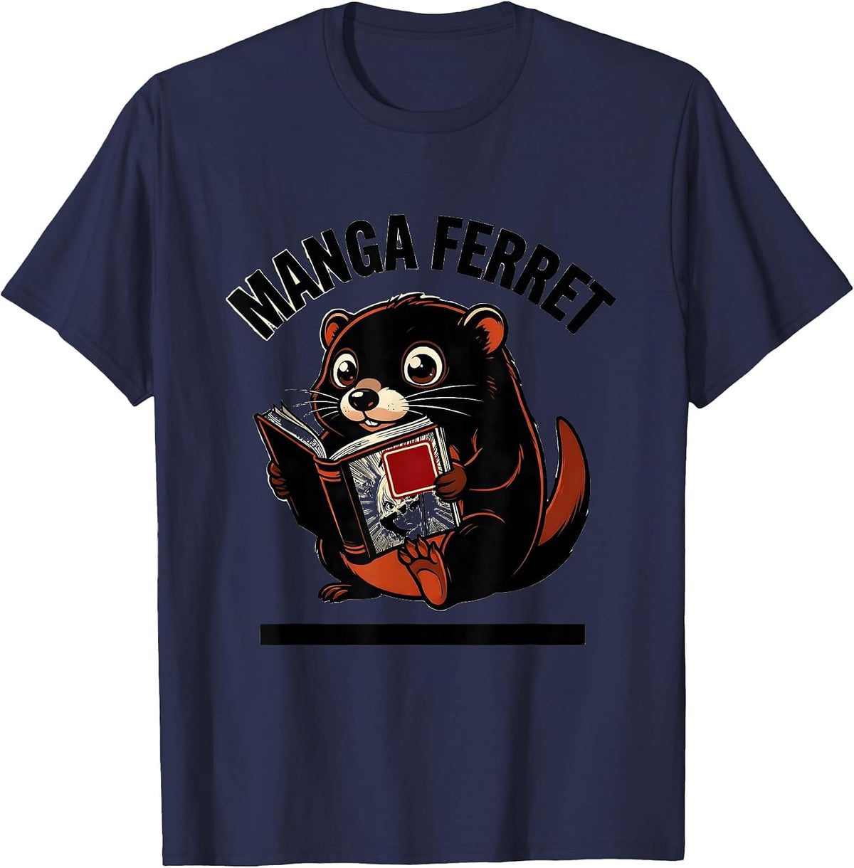 Men's Manga Ferret Cartoon Anime Ferret Gamer Gift T-Shirt - Navy Blue