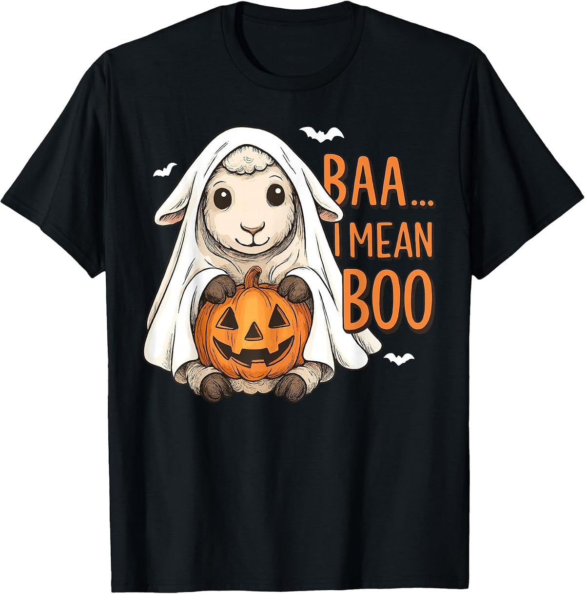 Baa I Mean Boo Ghost Sheep Halloween Ghost Sheep T-Shirt - Black
