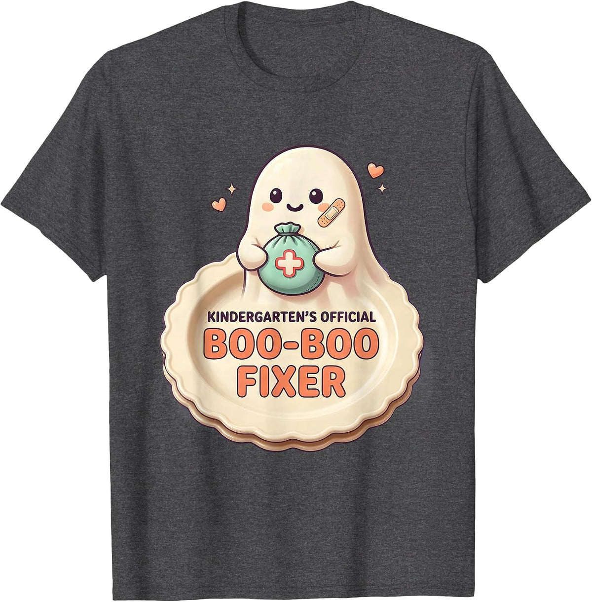 Men's Kindergarten's Official Boo-Boo Fixer Cute Kawaii Halloween T-Shirt - Dark Heather Grey