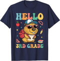 Groovy Hello 3rd Grade Capybara Back to School Teacher Kids T-Shirt - Navy Blue