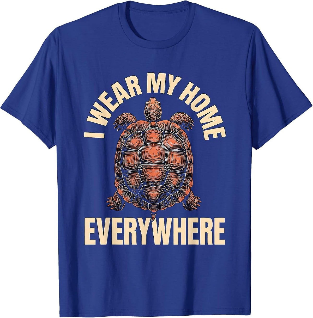 I Wear My Home Everywhere Linocut Turtle Lover Gift T-Shirt - Royal Blue