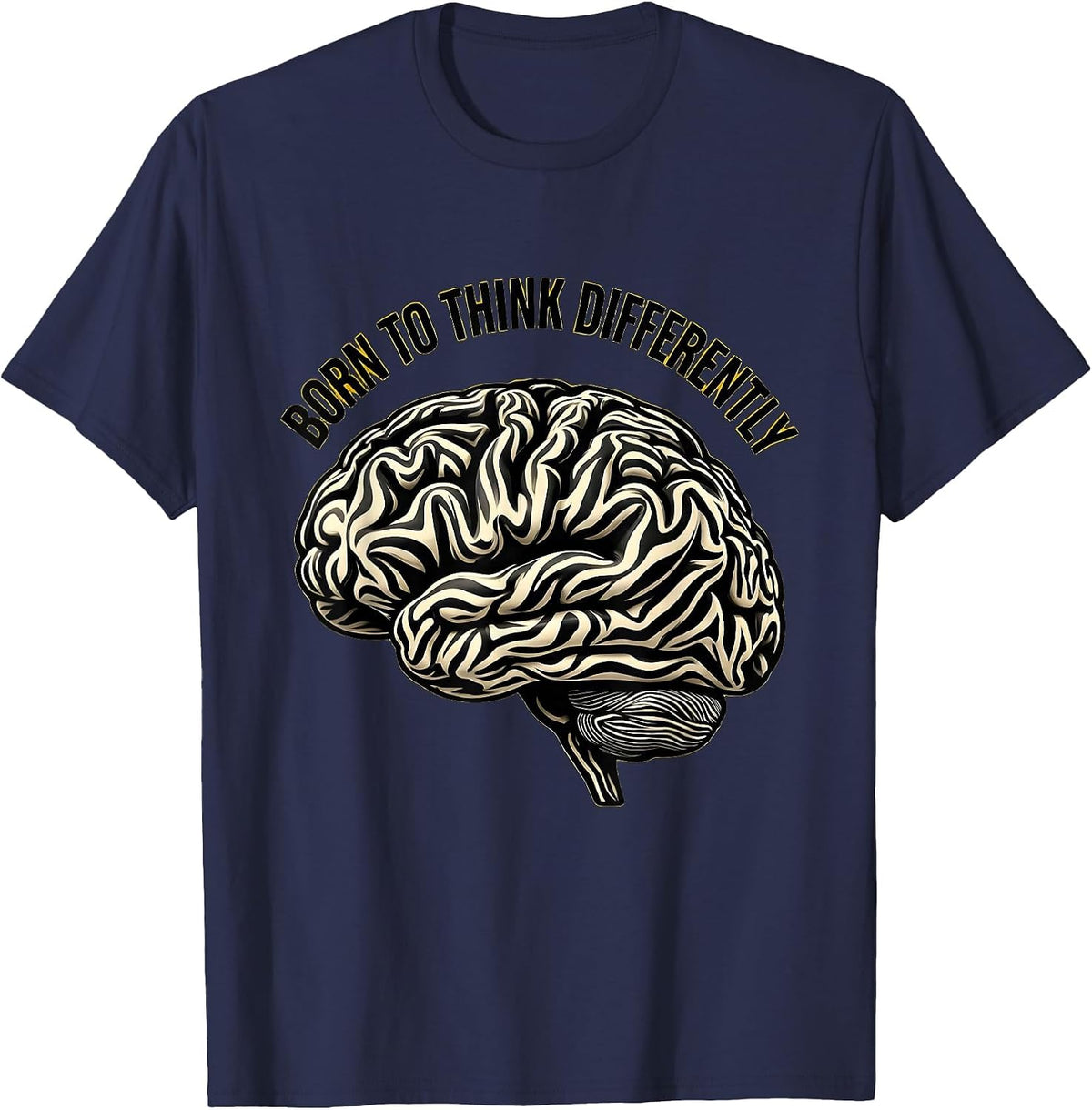 Men's Born to Think Differently Autism Awareness Design T-Shirt - Navy Blue