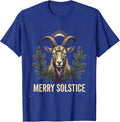 Merry Solstice Vintage Folk Straw Goat Pagan Winter Solstice T-Shirt - Royal Blue
