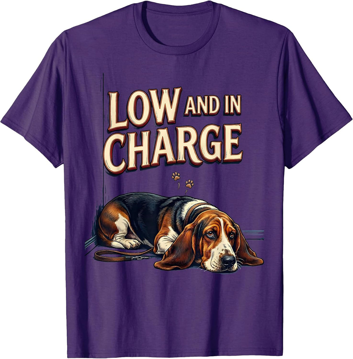 Low And In Charge Funny Basset Hound Dog Lover Gift T-Shirt - Purple