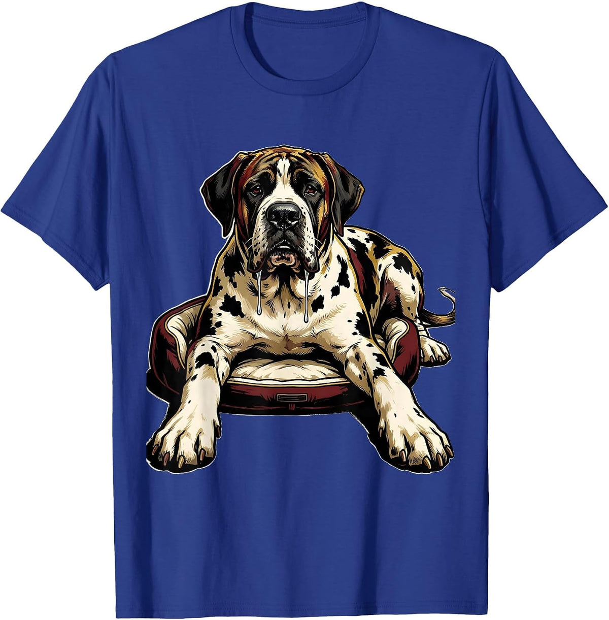Great Dane Harlequin Dog Mom Drool Funny Dog Dad T-Shirt - Royal Blue