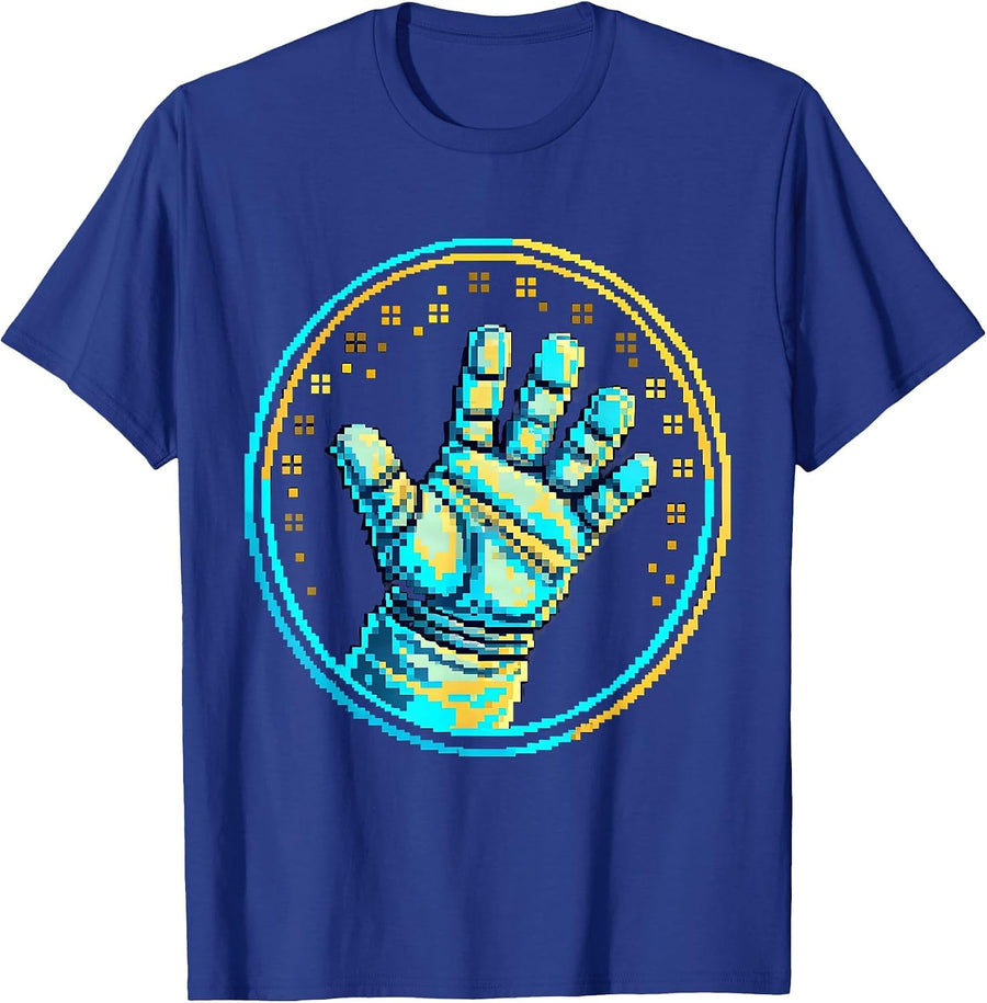Spacesuit Glove Releasing Stars Cosmic Art T-Shirt - Royal Blue