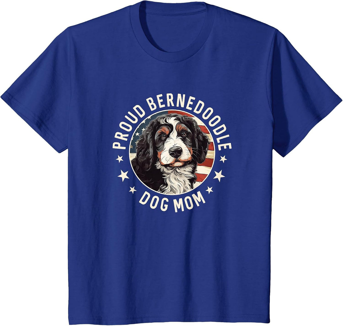 Bernedoodle American Flag Patriotic Proud Bernedoodle Mom T-Shirt - Royal Blue