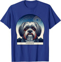 Havanese Ukiyo-e Van Gogh Style Starry Night Dog Portrait T-Shirt - Royal Blue