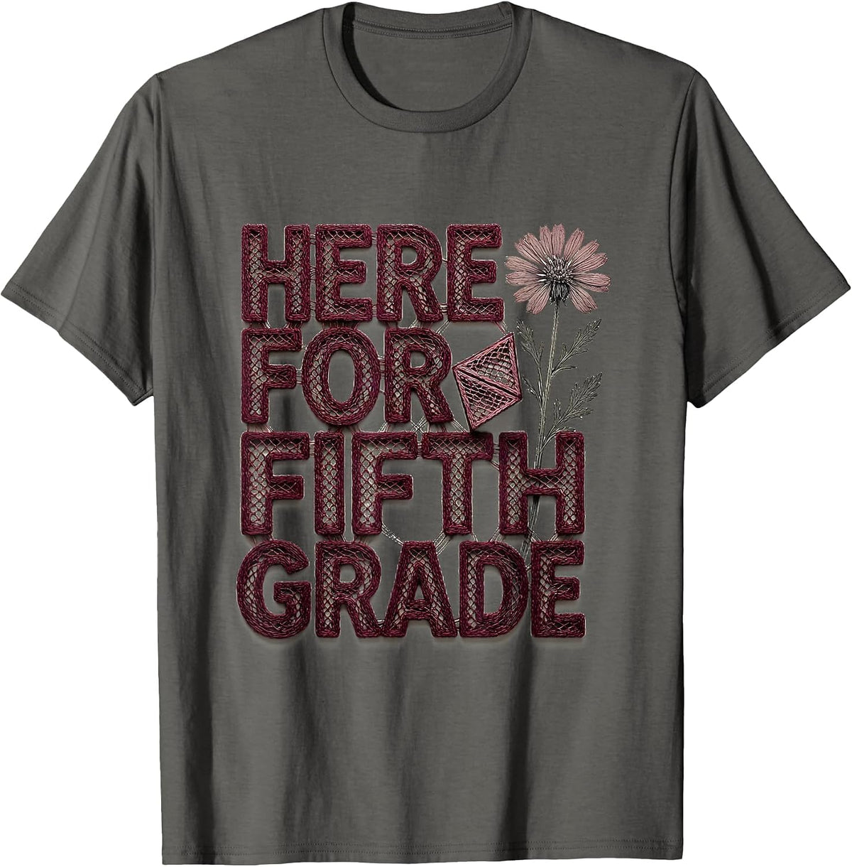 Men's Here For Fifth Grade Contemporary Tapestry Teacher Gift Back T-Shirt - Asphalt Grey