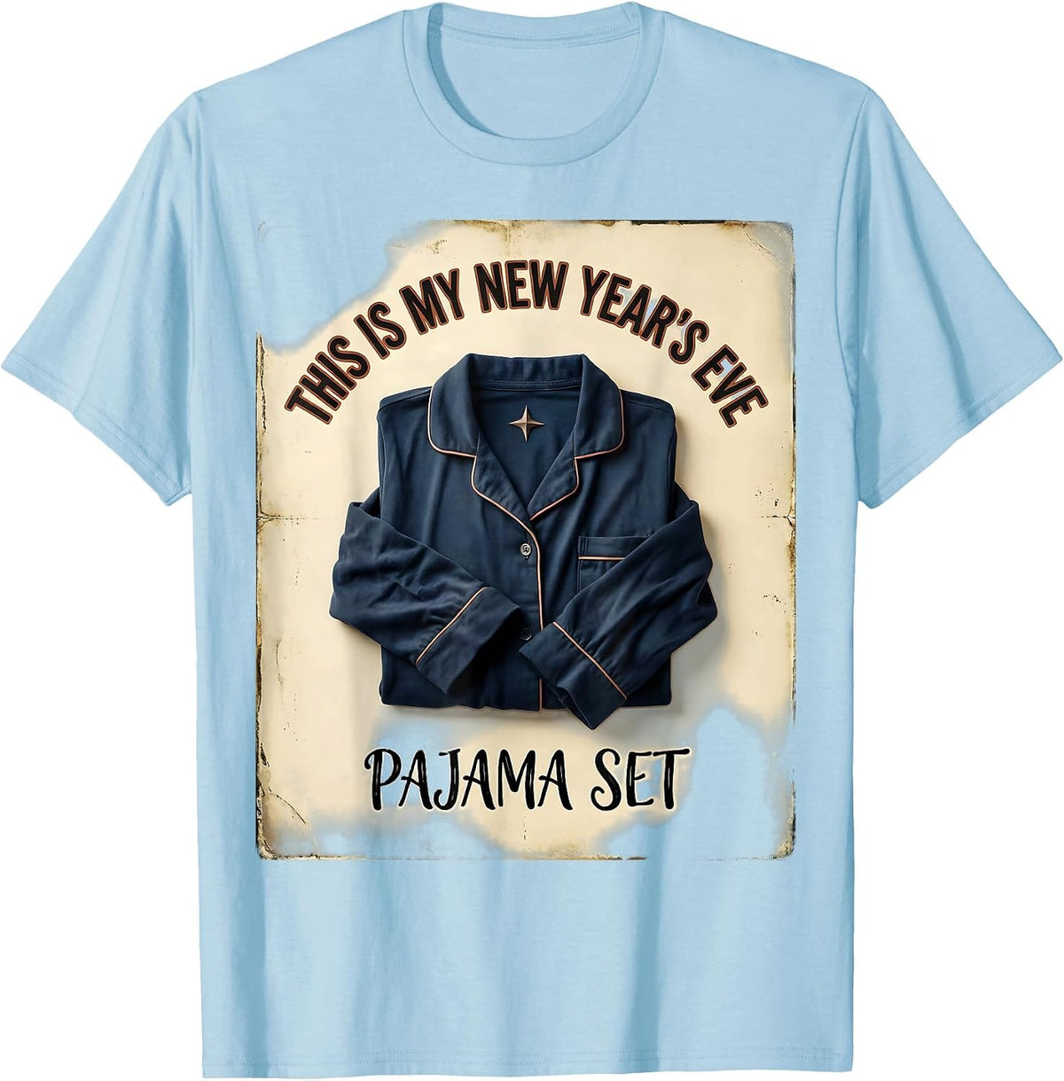 Men's This Is My New Year's Eve Pajama Set Vintage Family Matching T-Shirt - Baby Blue