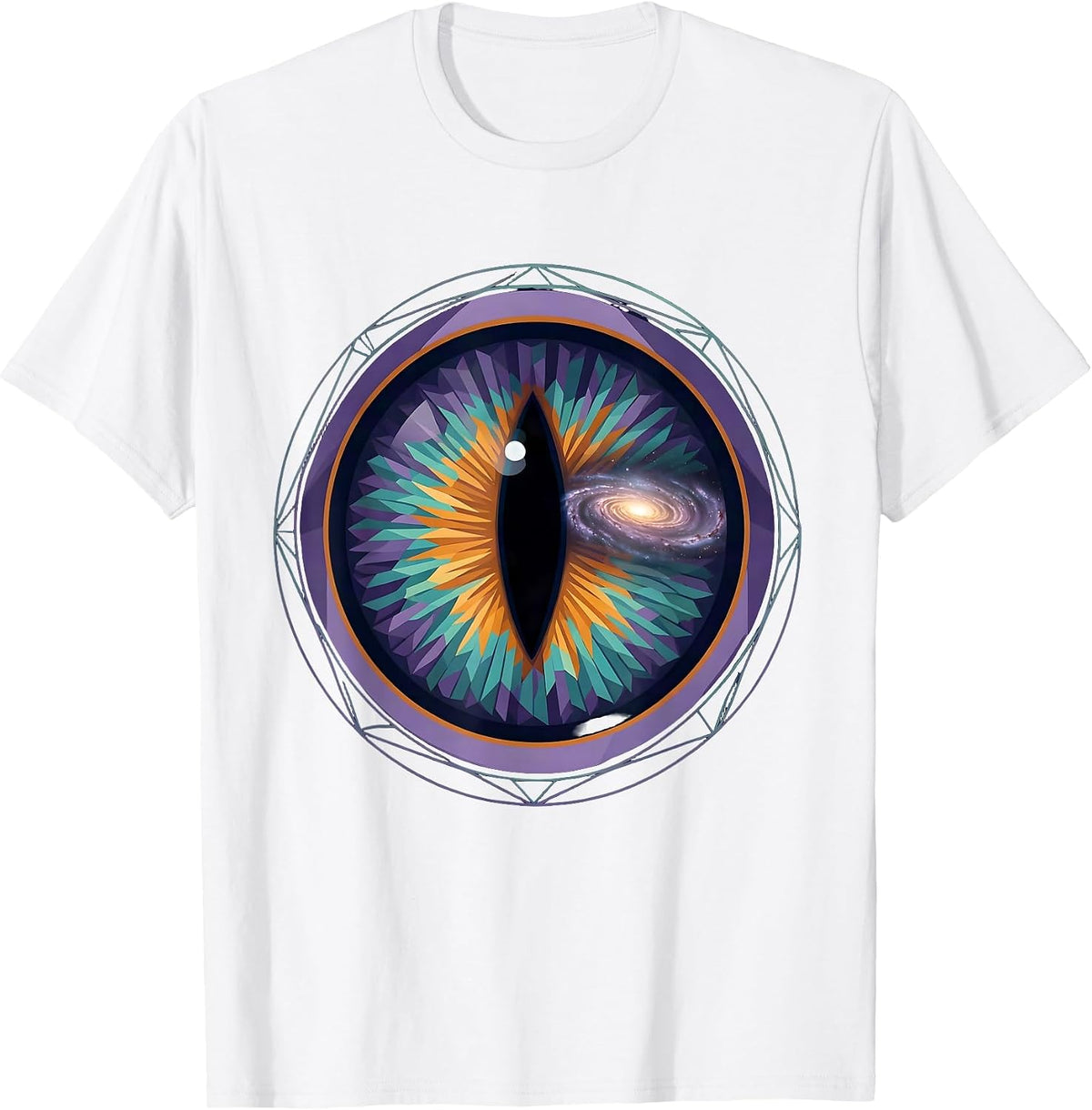 Men's Cat Eye Galaxy Reflection Cosmic Universe Art T-Shirt - White