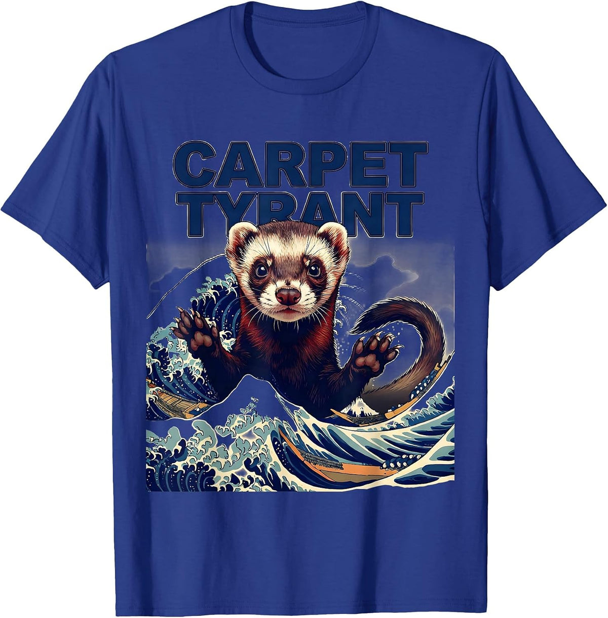 Men's Carpet Tyrant Ukiyo-e Ferret Lover Gift T-Shirt - Royal Blue