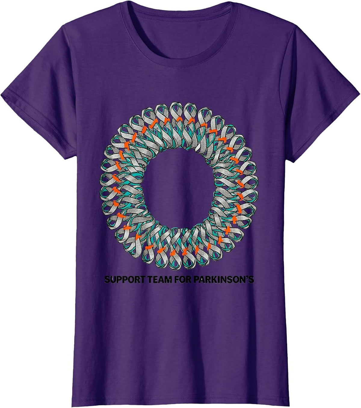Women's Support Team For Parkinson's Awareness Ribbon Support Squad T-Shirt - Purple