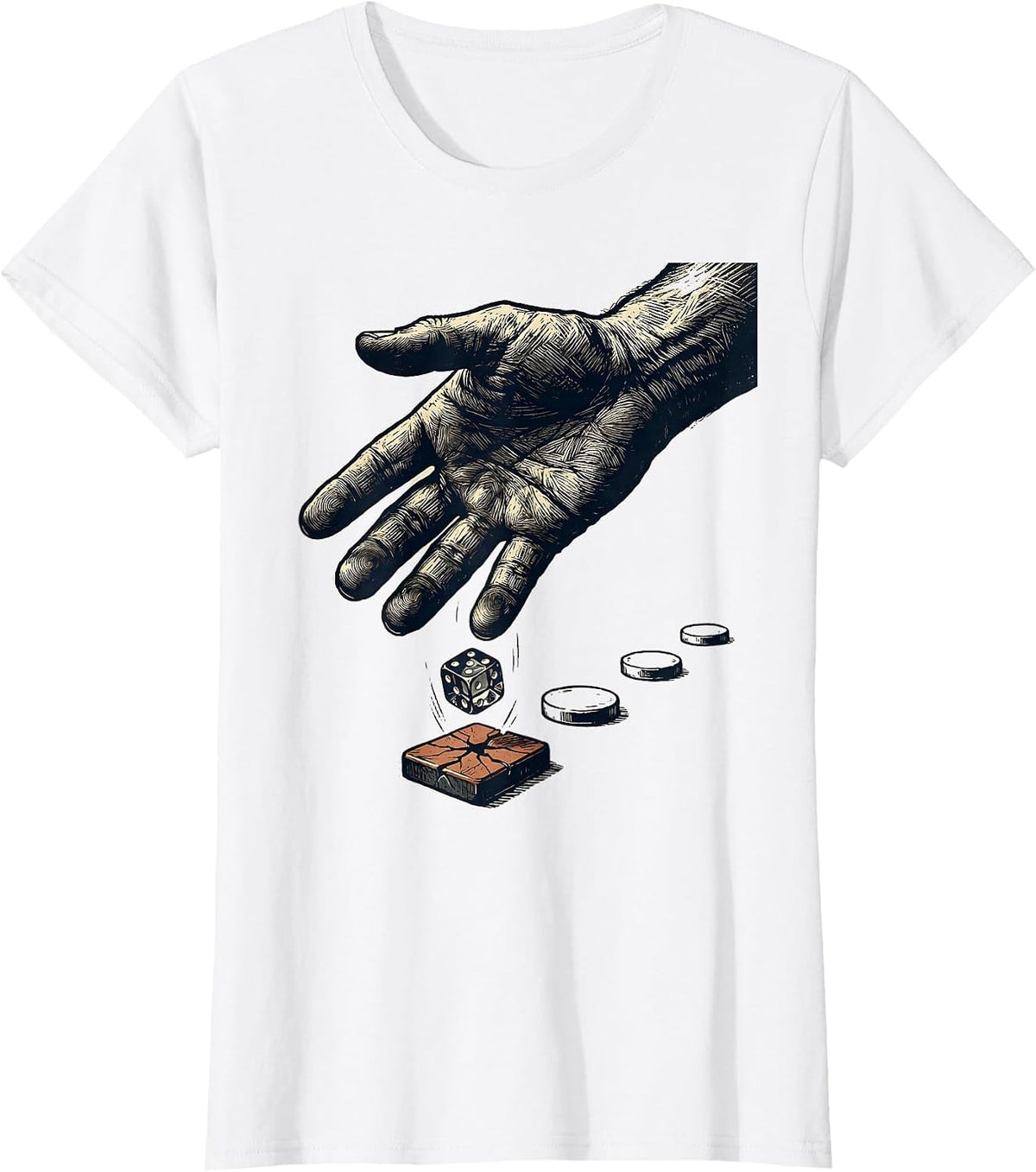 D20 Dice Drop Funny Tabletop Gamer Gift for Boys Dads T-Shirt - White