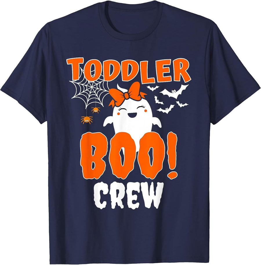 Girl Toddler Boo Crew Daycare Teacher Halloween Party T-Shirt - Navy Blue