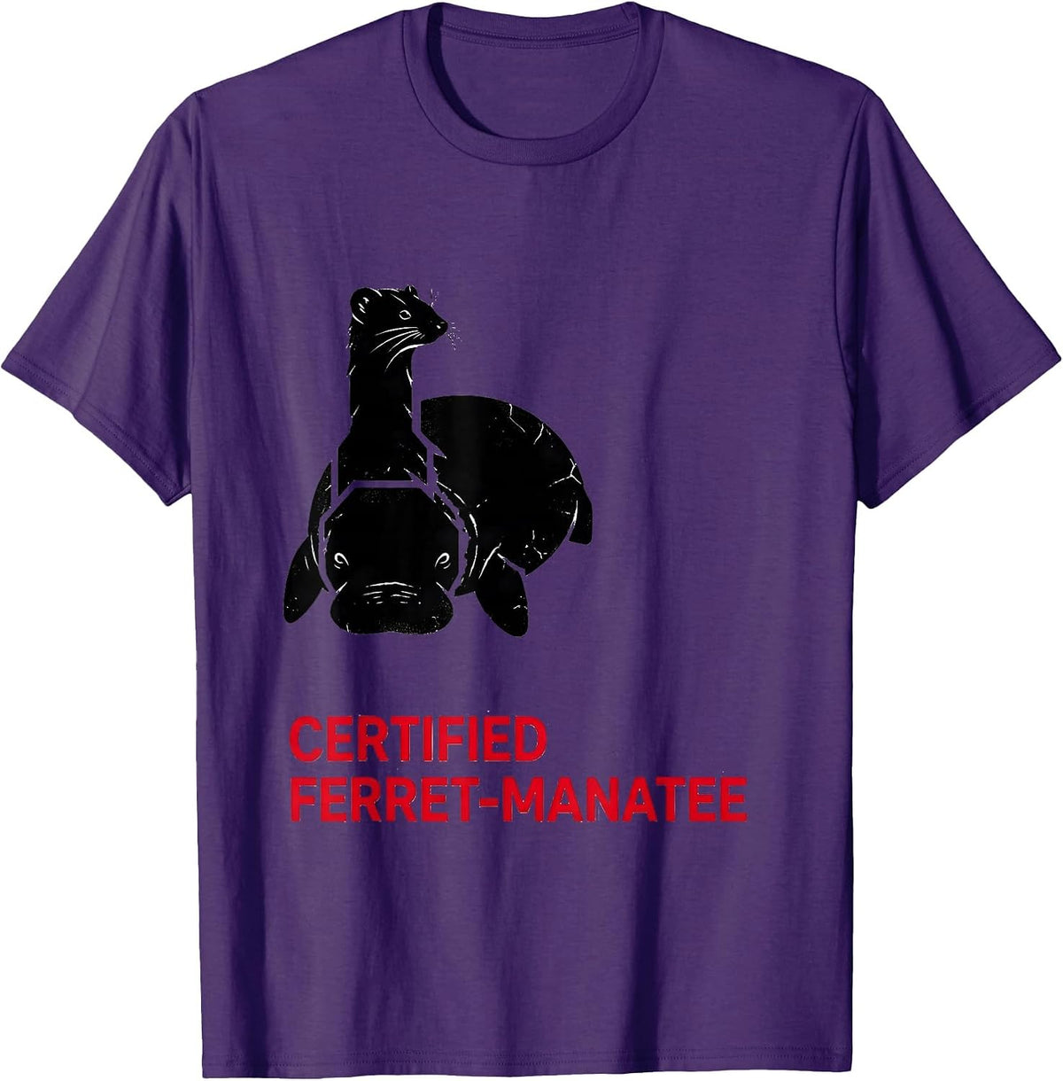 Men's Certified Ferret-Manatee Funny Insane Animal Mashup Humor T-Shirt - Purple