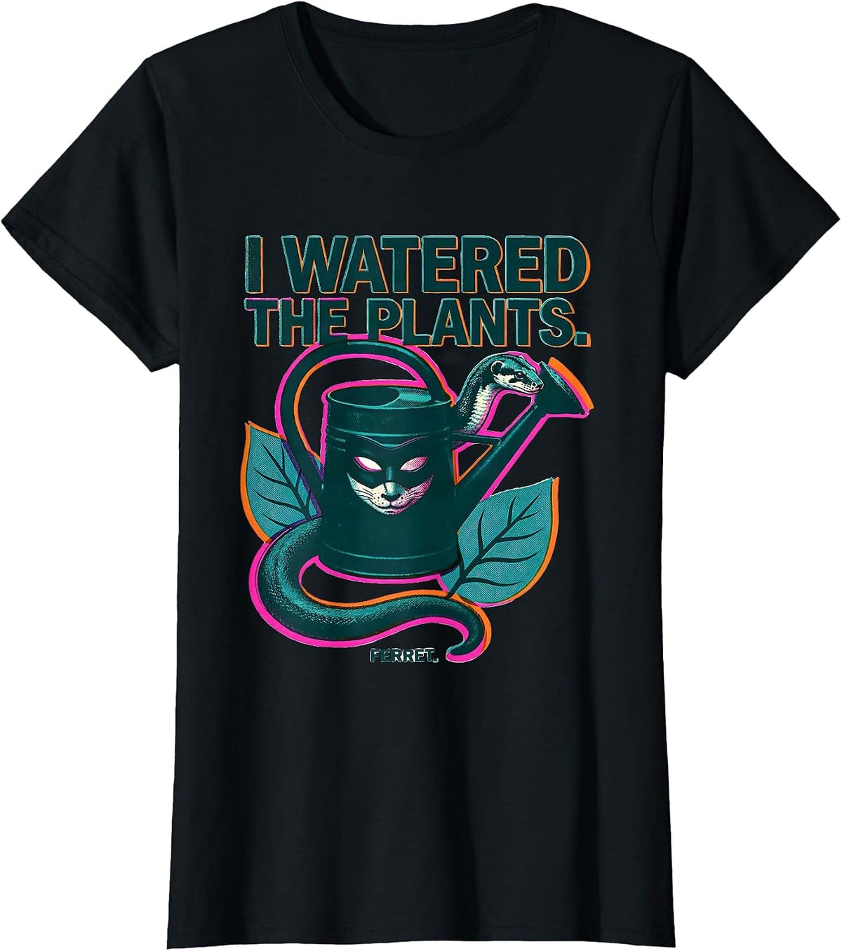 I Watered The Plants Ferret Funny Ferret Lover Christmas T-Shirt - Black