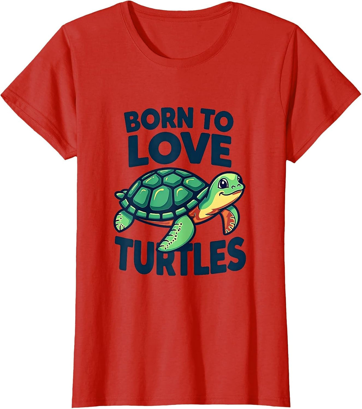 Born To Love Turtles Design T-Shirt - Red