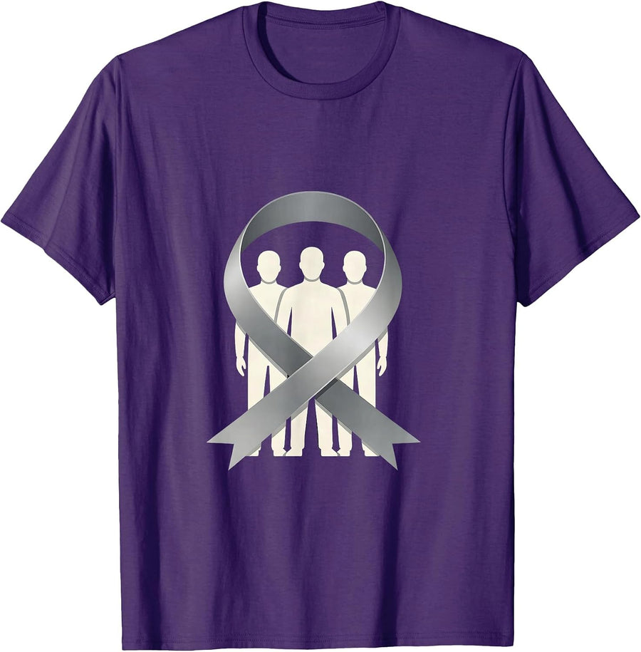 Men's Support Squad Grey Ribbon Parkinson's Awareness Minimalist T-Shirt - Purple